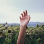 Pojedyncza dłoń wyciągnięta do góry