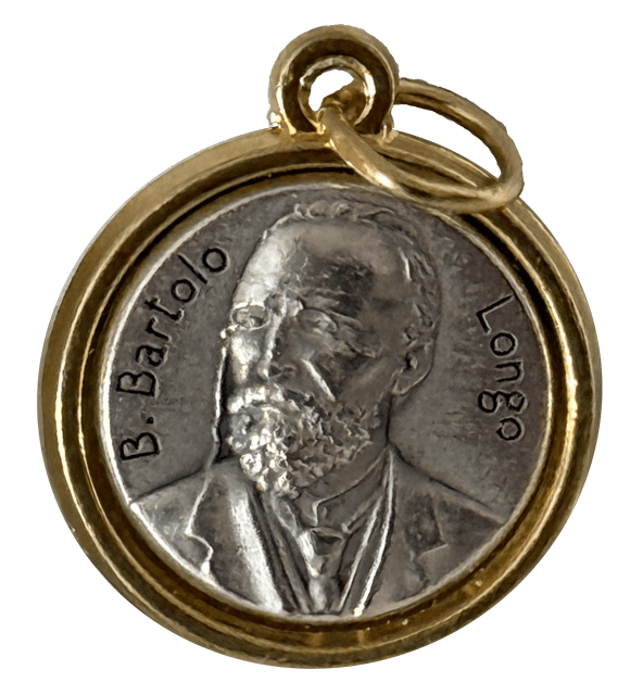 Medalik pompejański – rewers ze św. Bartolo Longo